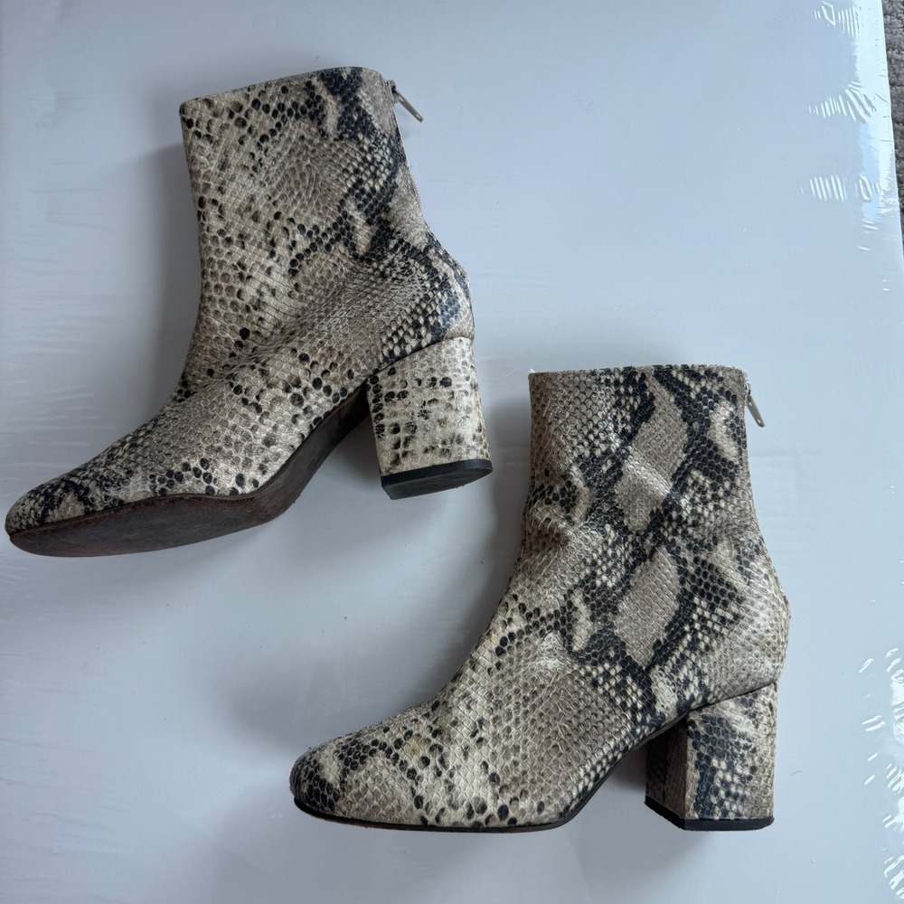 Free People Cecile Python Style Leather Ankle Boo… - image 3